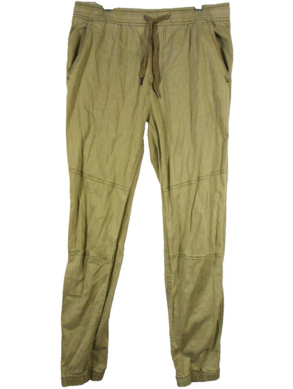 Iron Co. Mens Mid Rise Jogger Pants Drawstring Waist Tapered Leg Size S Beige